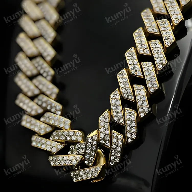 ห่วงโซ่การเชื่อมโยงคิวบา Rhinestone ระยิบระยับ